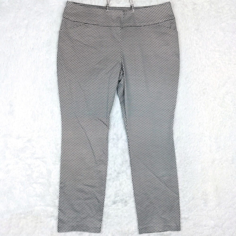 Lee Womens Pants Slim Leg Sculpting Geometric Micro Print Black White Plus‎ 18